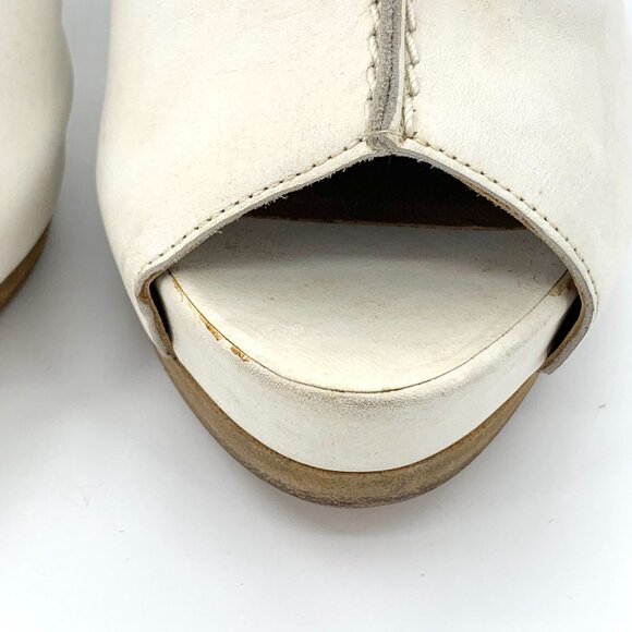 Hermes Size 38 White Leather Open-Toe High Heel Sandals With Buckle Strap & 95mm - Picture 10 of 12